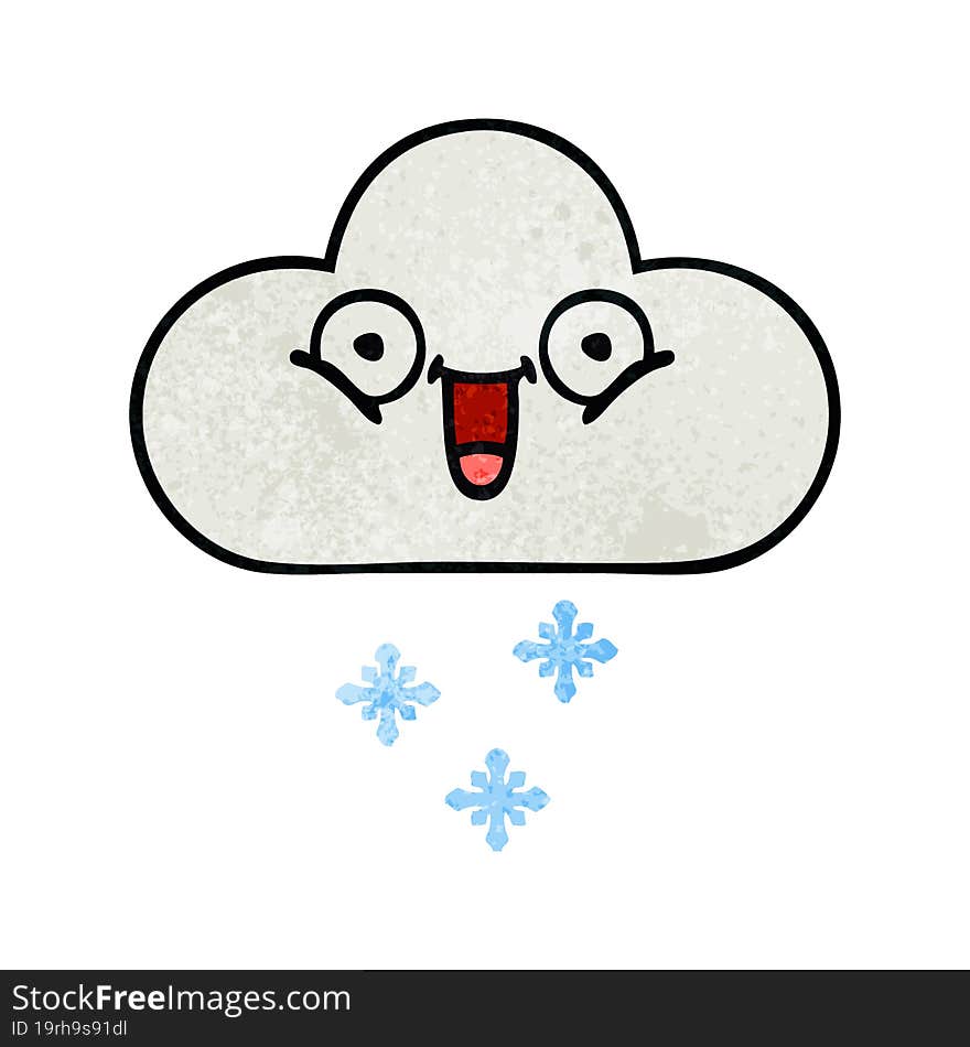 retro grunge texture cartoon of a snow cloud