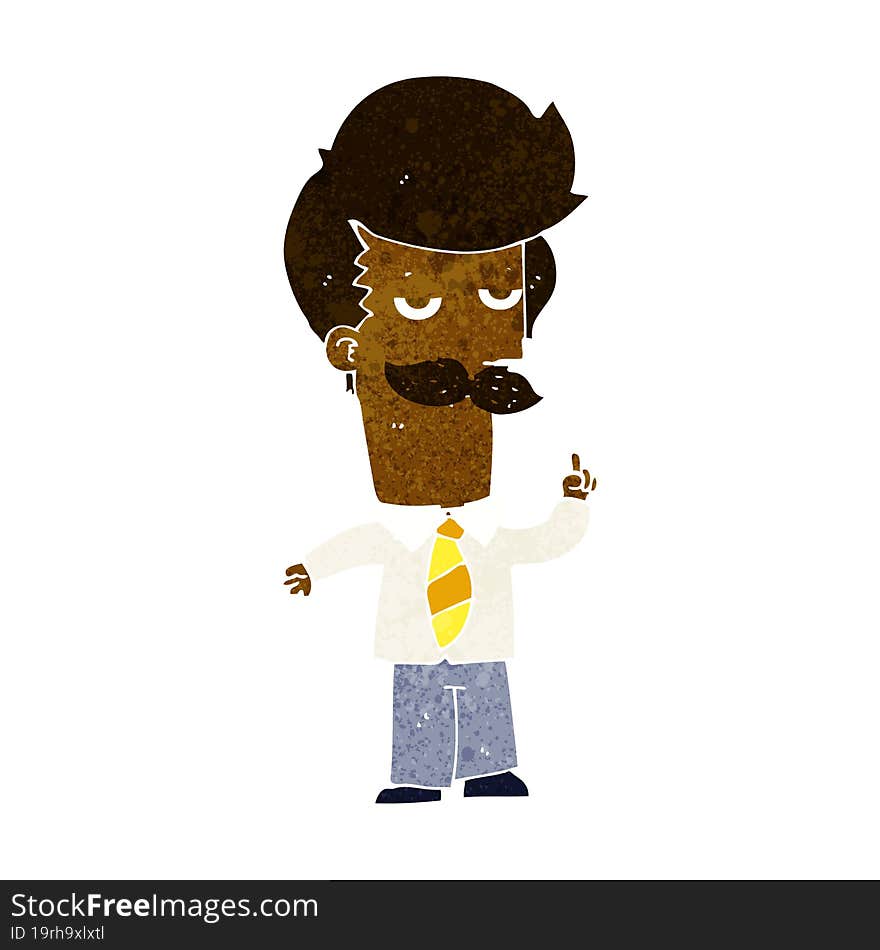 Cartoon Mna With Mustache Explaining