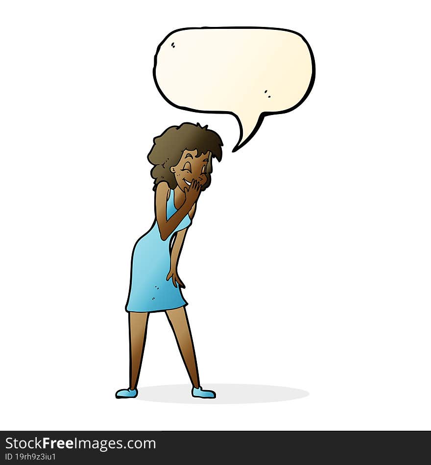 Cartoon Woman Laughing With Speech Bubble