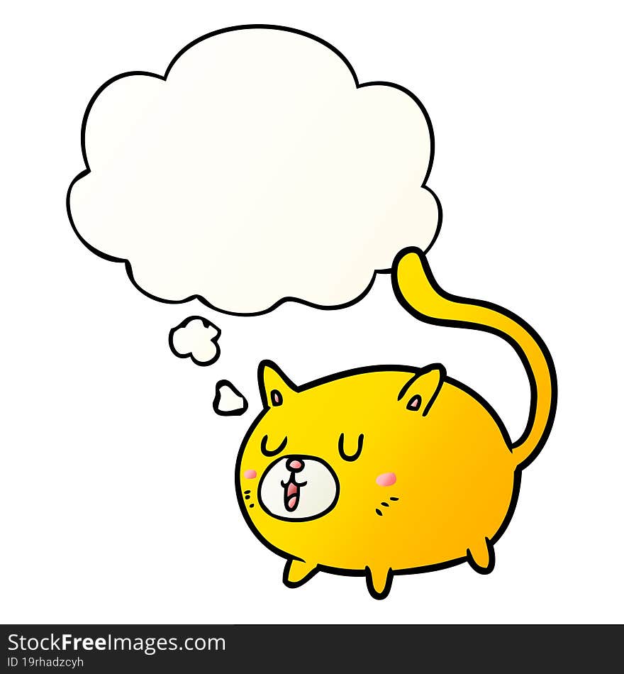 cartoon happy cat with thought bubble in smooth gradient style