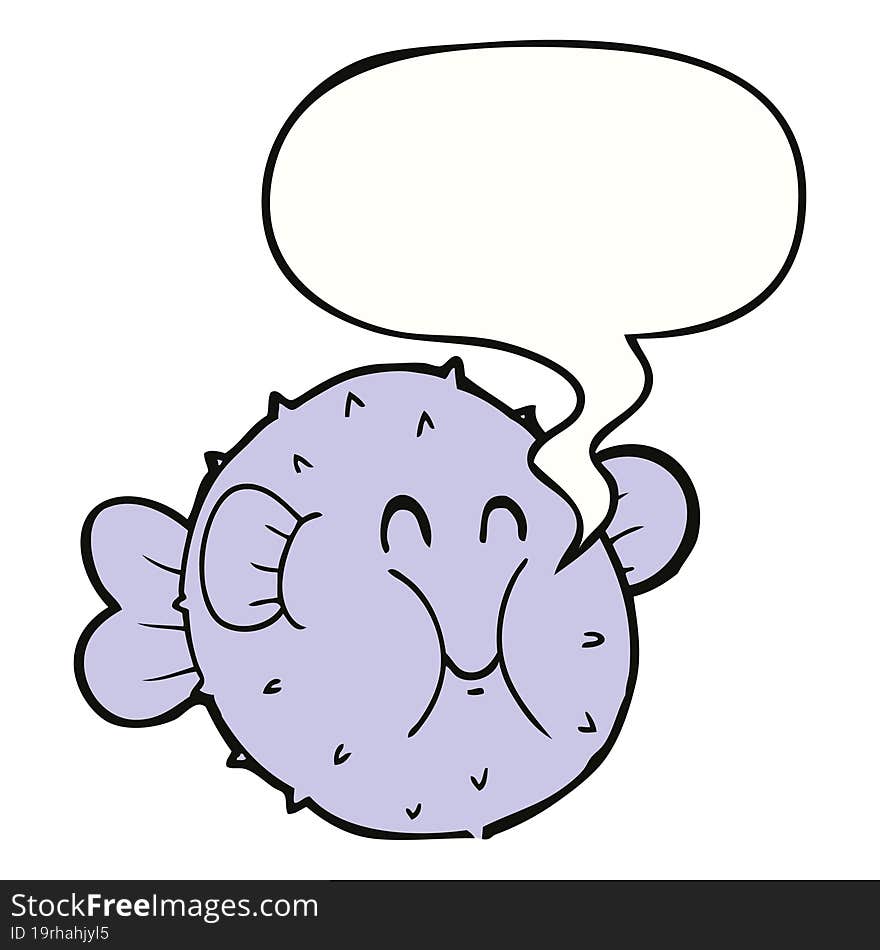 cartoon puffer fish and speech bubble