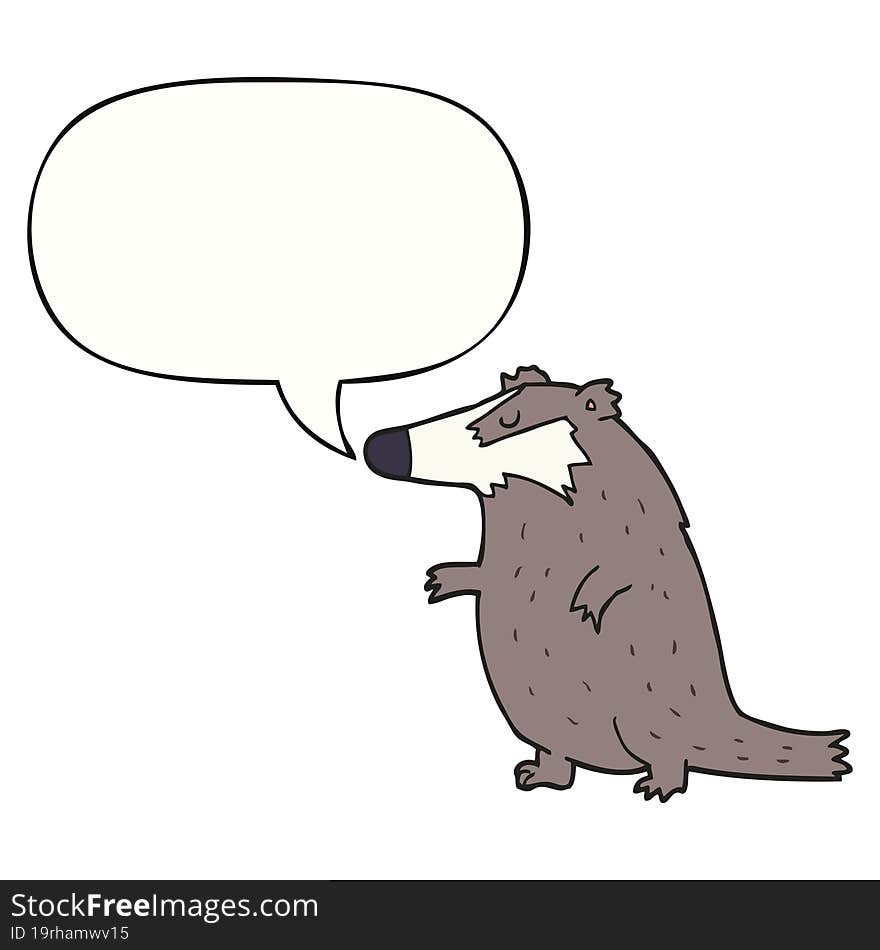 cartoon badger and speech bubble