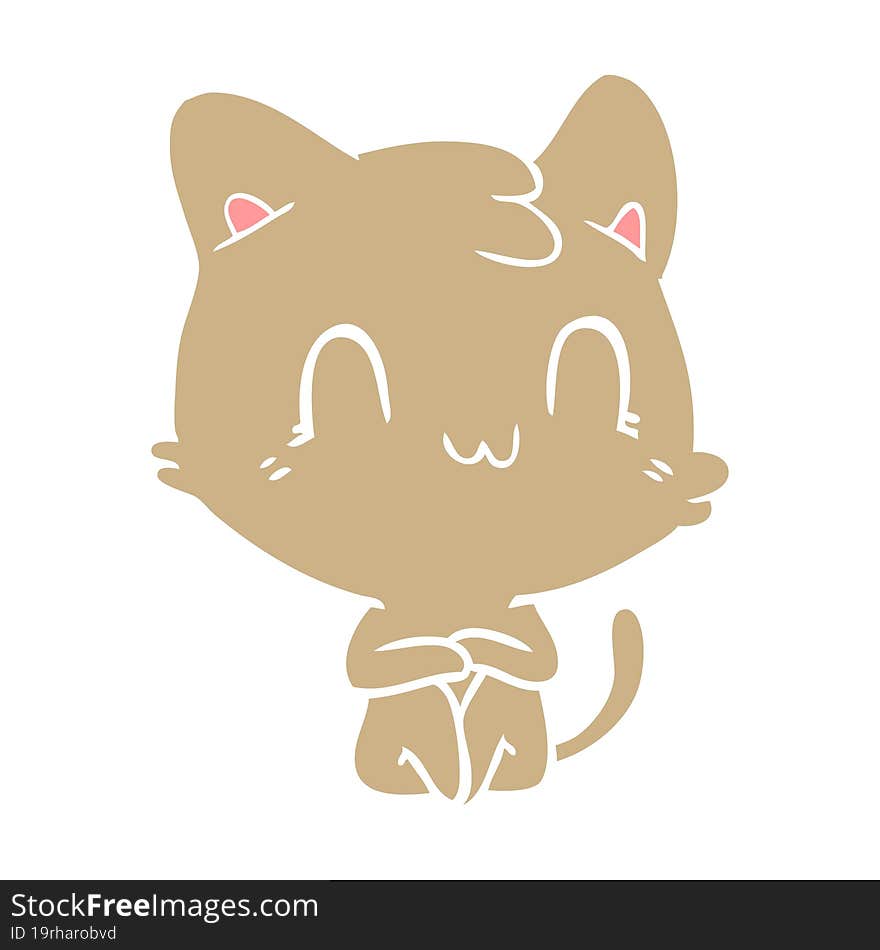 flat color style cartoon happy cat