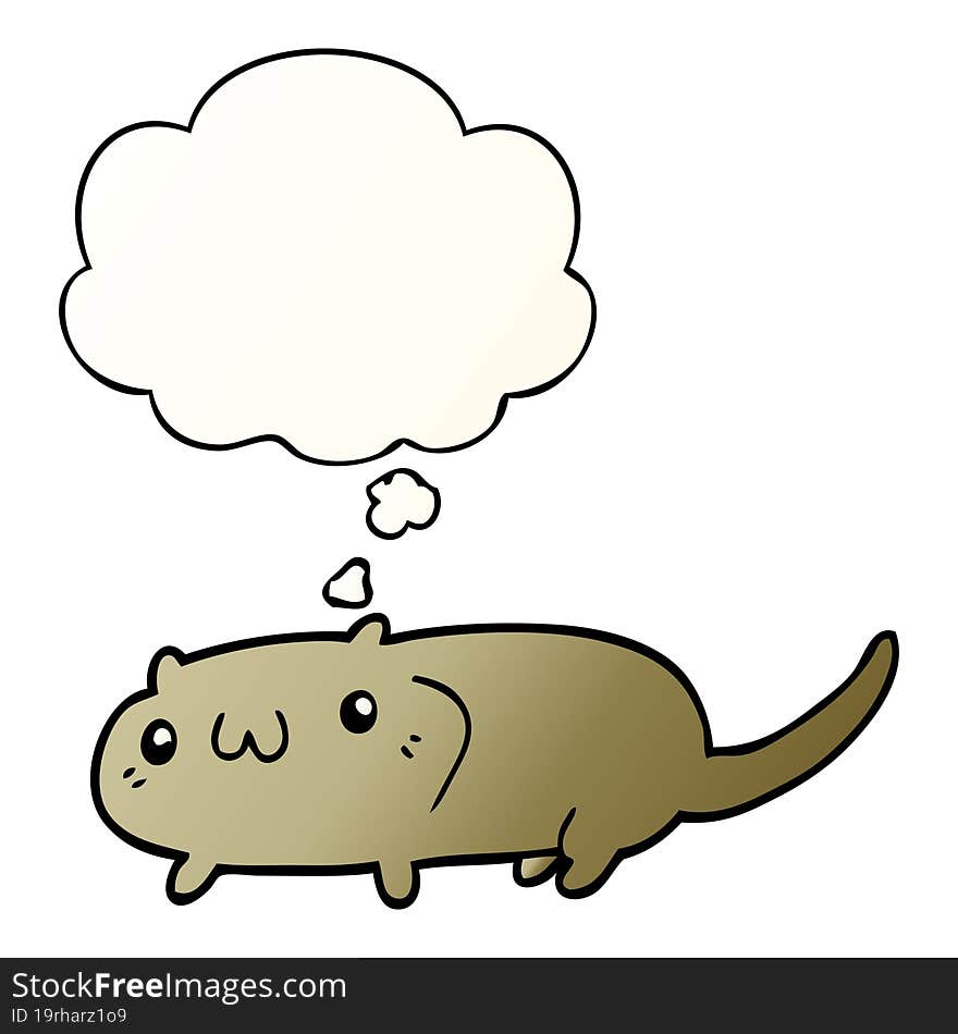 cartoon cat with thought bubble in smooth gradient style