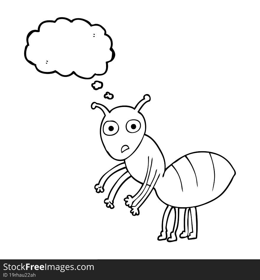 freehand drawn thought bubble cartoon ant