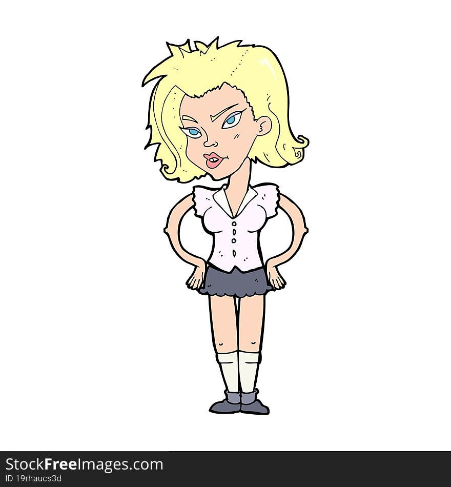 cartoon woman with hands on hips