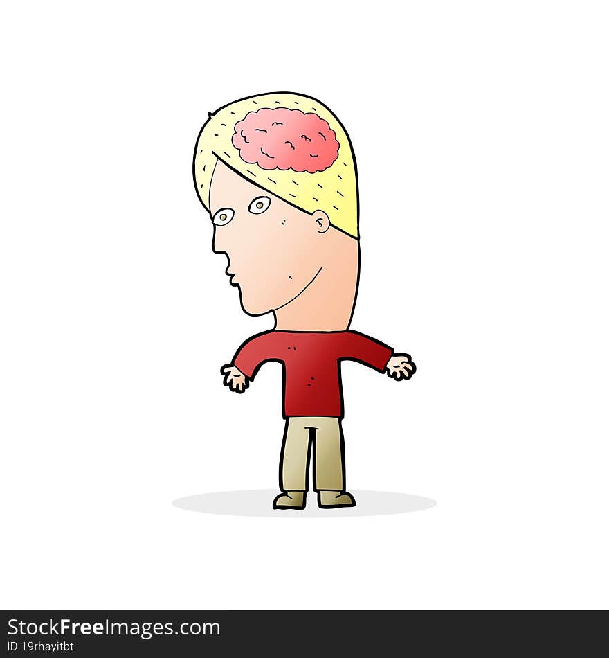 cartoon man with brain symbol