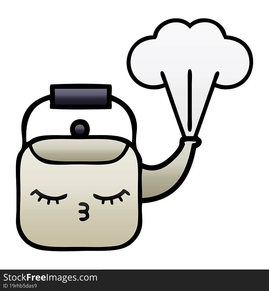 gradient shaded cartoon steaming kettle