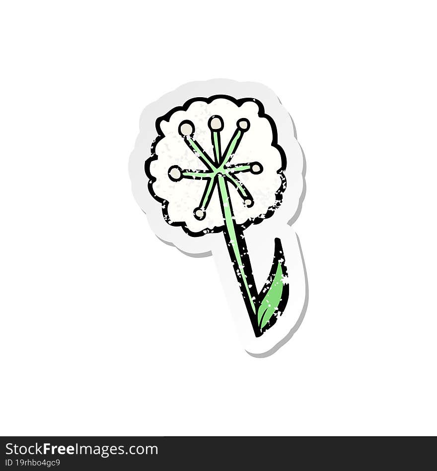 retro distressed sticker of a cartoon dandelion