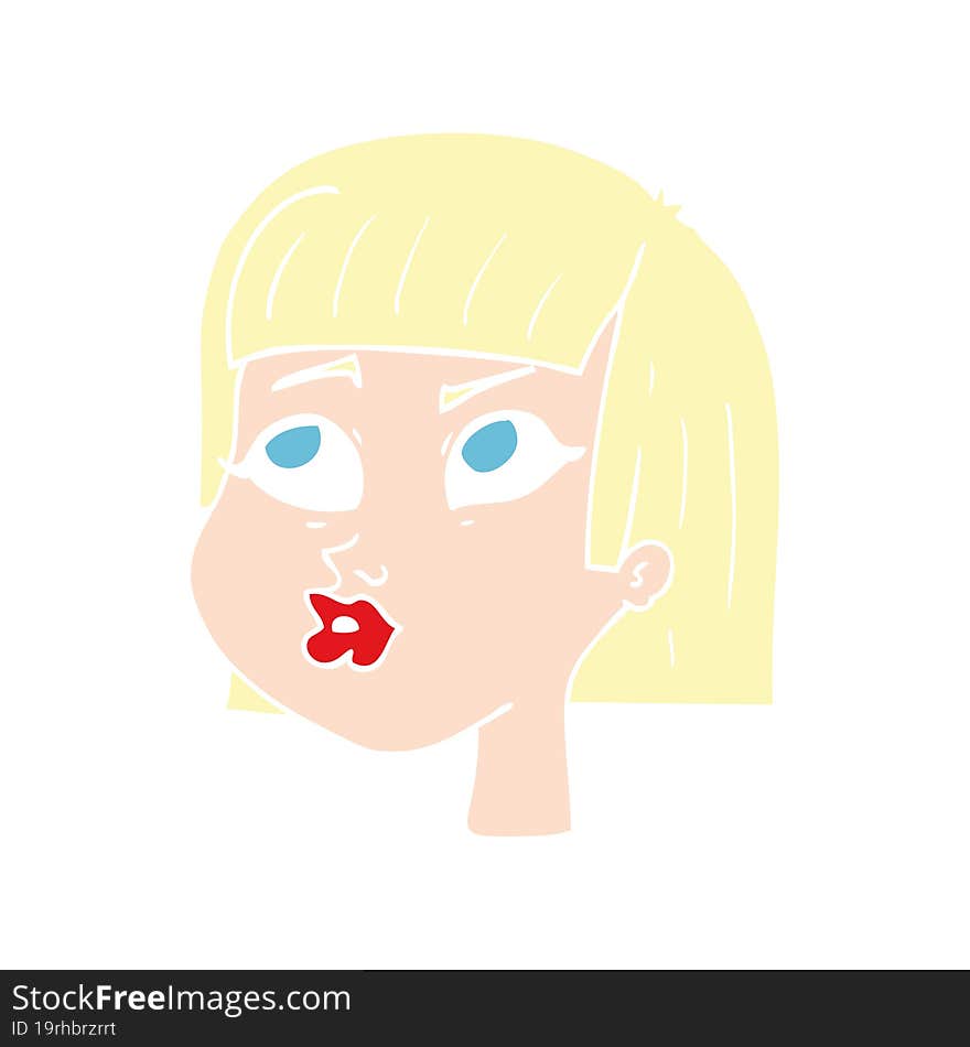 flat color illustration of a cartoon female face