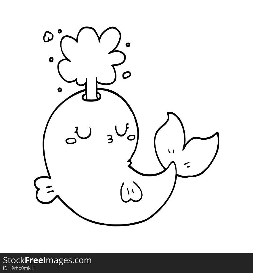 Cartoon Whale Spouting Water