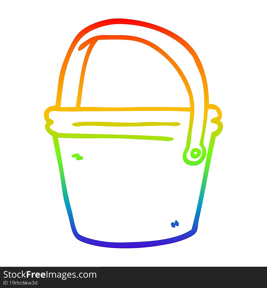 rainbow gradient line drawing cartoon bucket