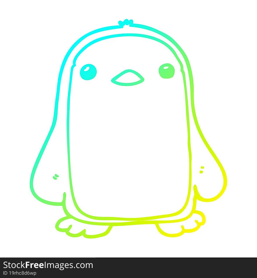 cold gradient line drawing cute cartoon penguin