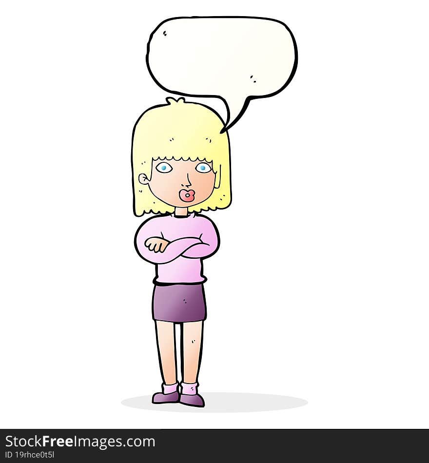 cartoon impatient woman with speech bubble