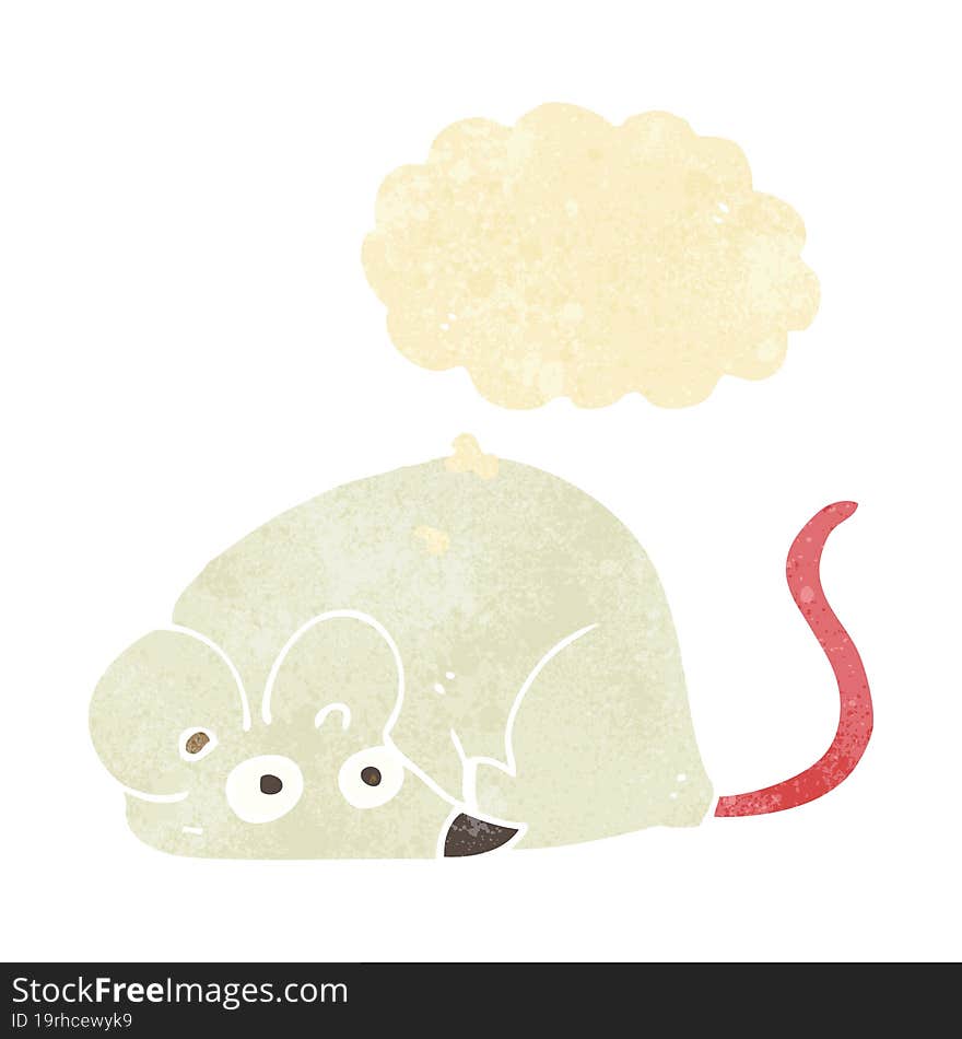 cartoon white mouse with thought bubble