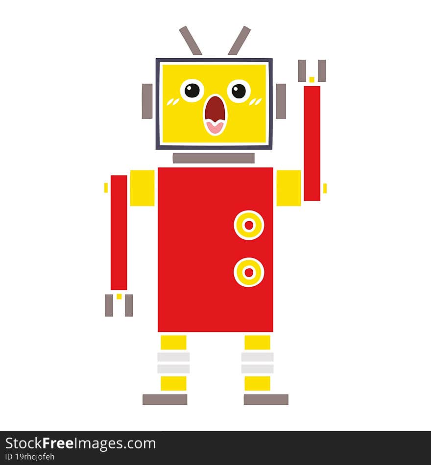 flat color retro cartoon of a robot