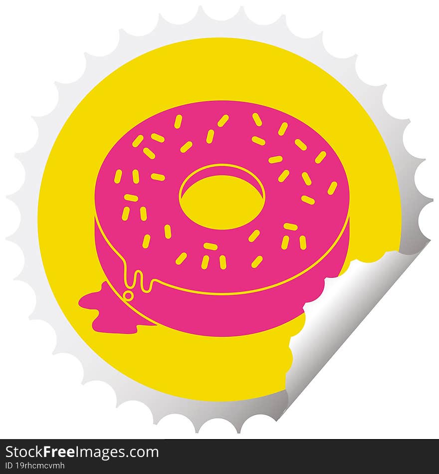 Tasty donut circular peeling sticker