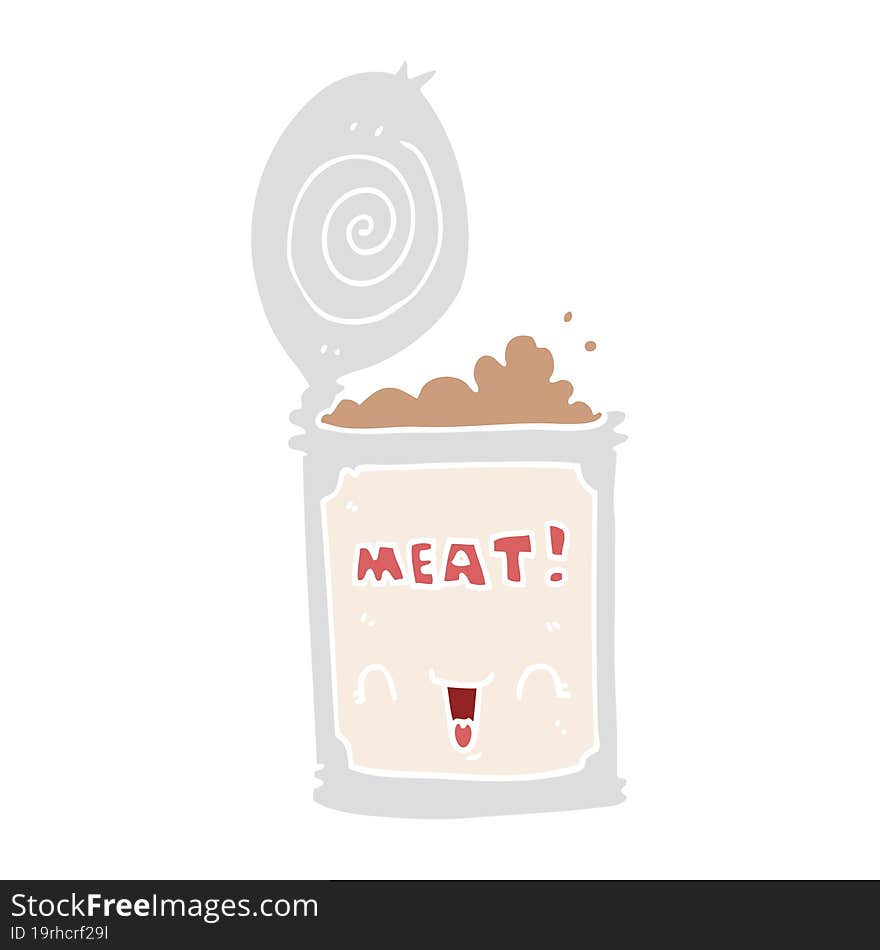 flat color style cartoon canned meat