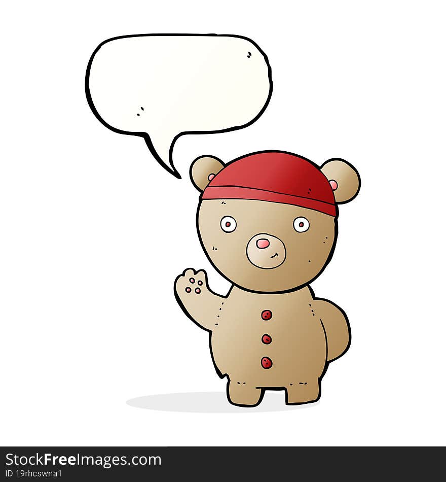 cartoon teddy bear with speech bubble