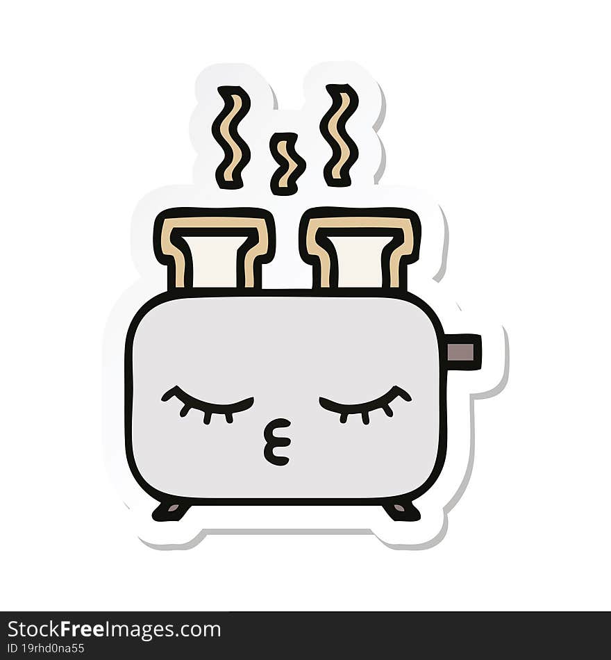 sticker of a cute cartoon of a toaster