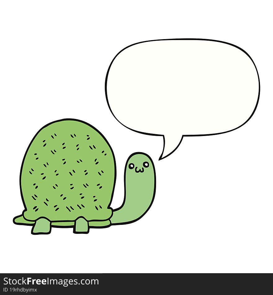 Cute Cartoon Turtle And Speech Bubble