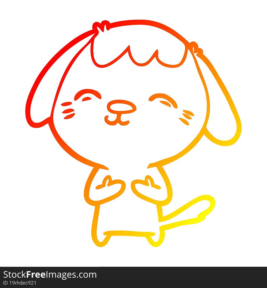 warm gradient line drawing happy cartoon dog