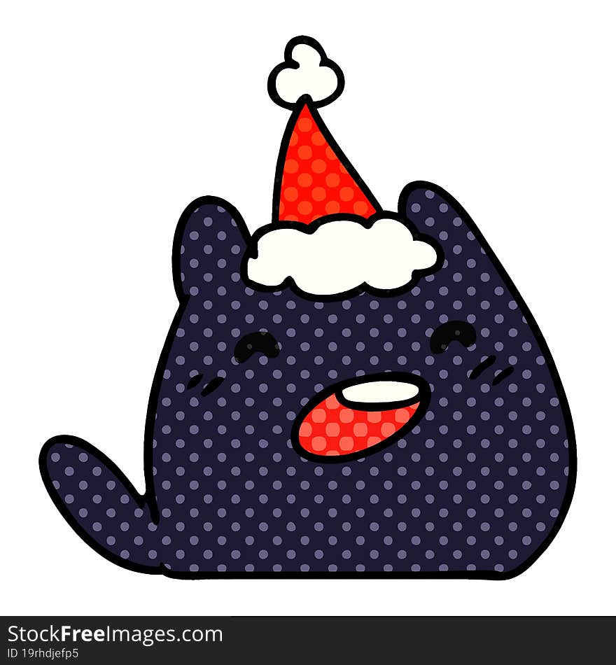 christmas cartoon of kawaii cat