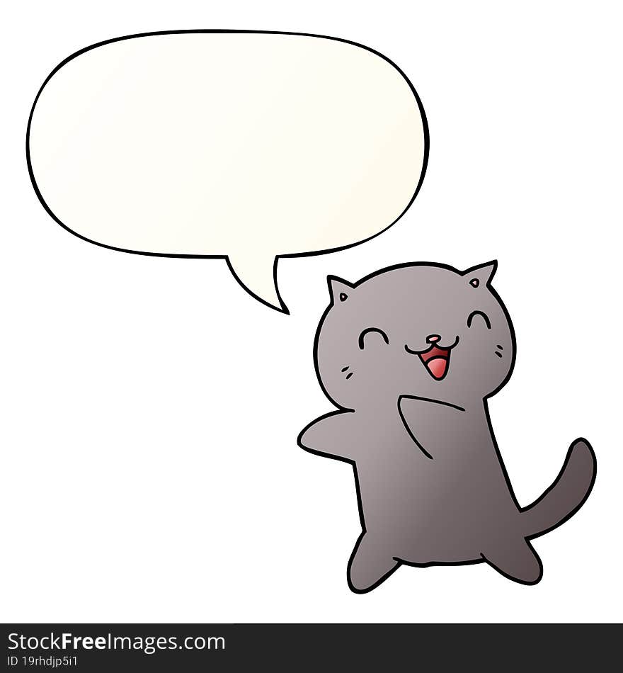 cartoon cat with speech bubble in smooth gradient style