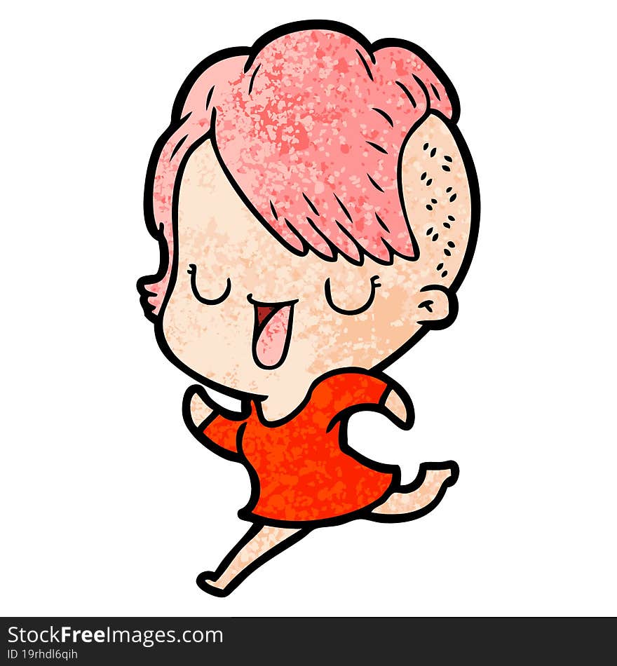 cute cartoon girl with hipster haircut. cute cartoon girl with hipster haircut