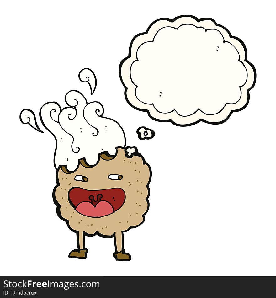 Cookie Cartoon Character With Thought Bubble