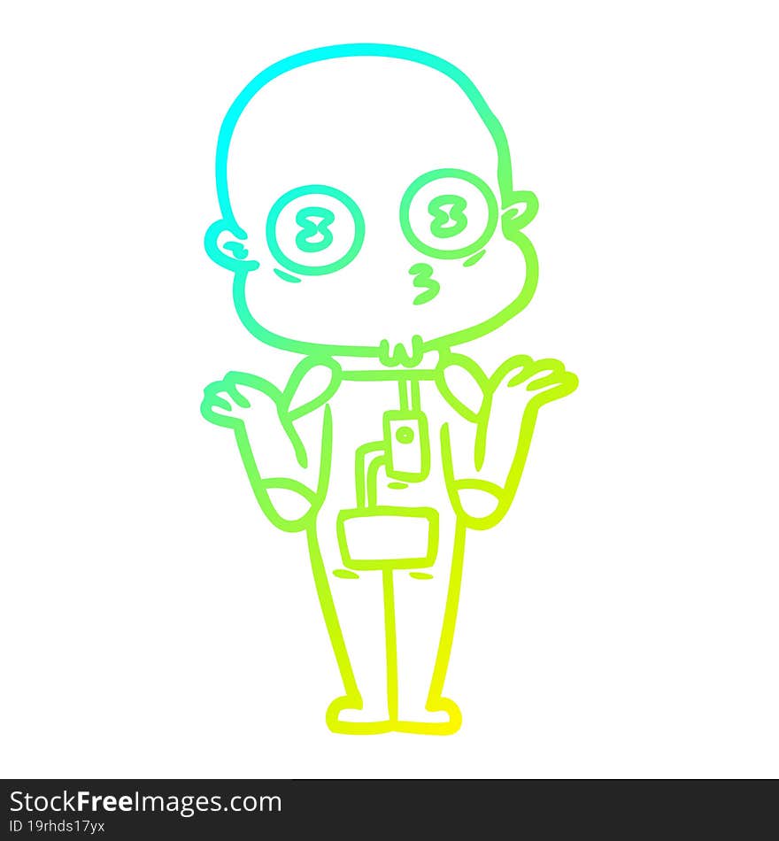 cold gradient line drawing confused weird bald spaceman