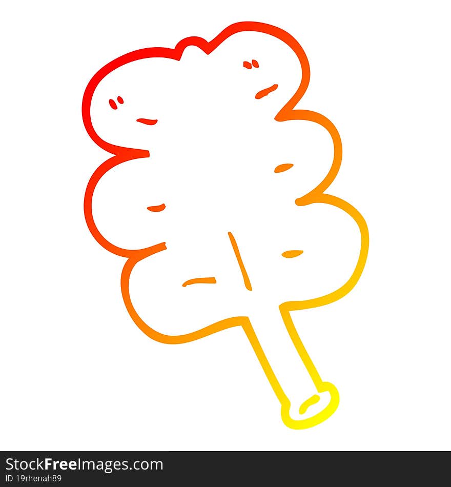 warm gradient line drawing cartoon leaf