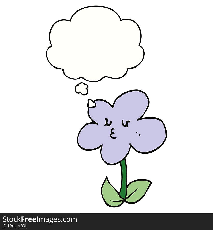 cartoon flower and thought bubble