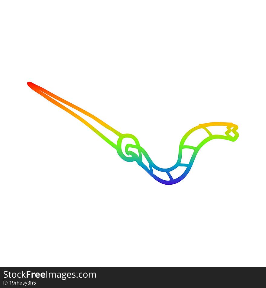 rainbow gradient line drawing cartoon needle and thread