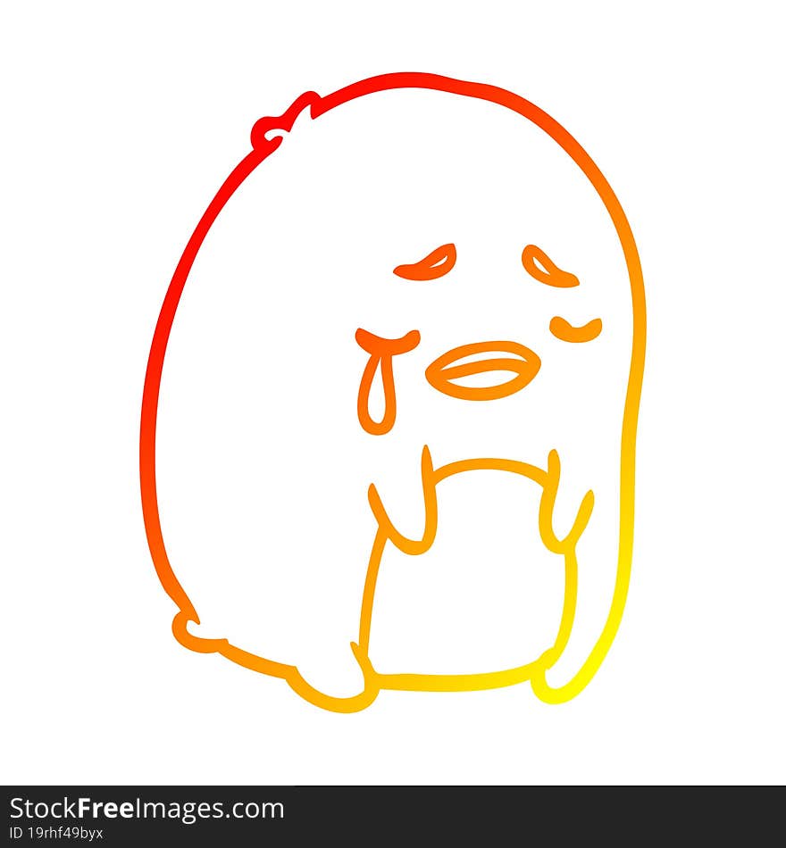 warm gradient line drawing crying penguin