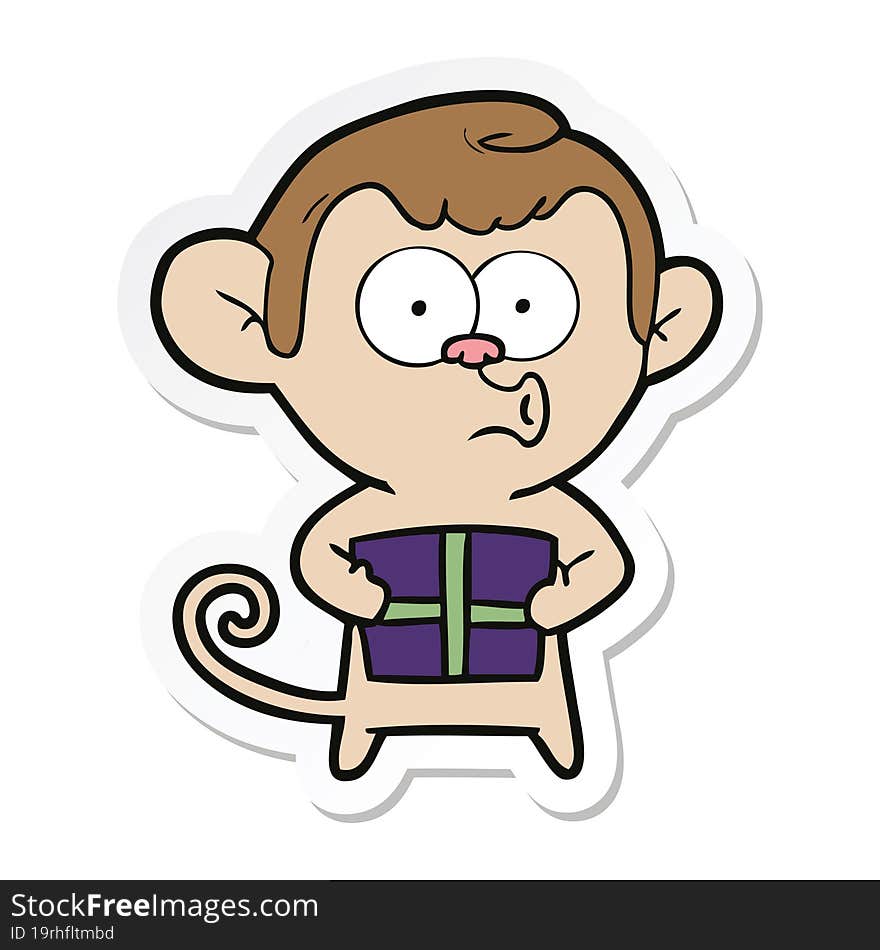 sticker of a cartoon christmas monkey