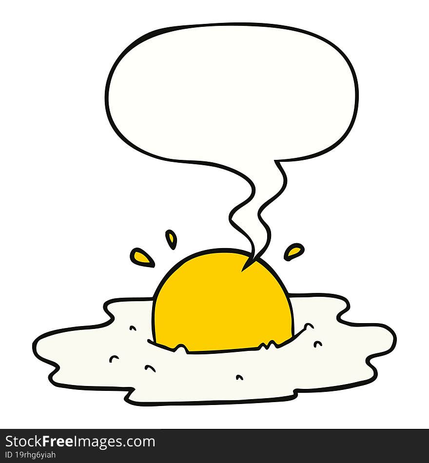 cartoon fried egg with speech bubble. cartoon fried egg with speech bubble