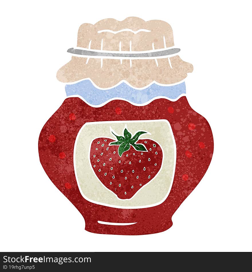 retro cartoon jar of strawberry jam