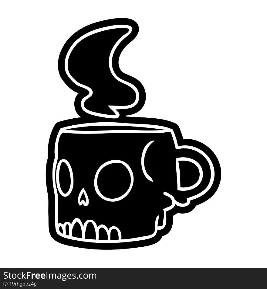 cartoon icon of a skull mug. cartoon icon of a skull mug