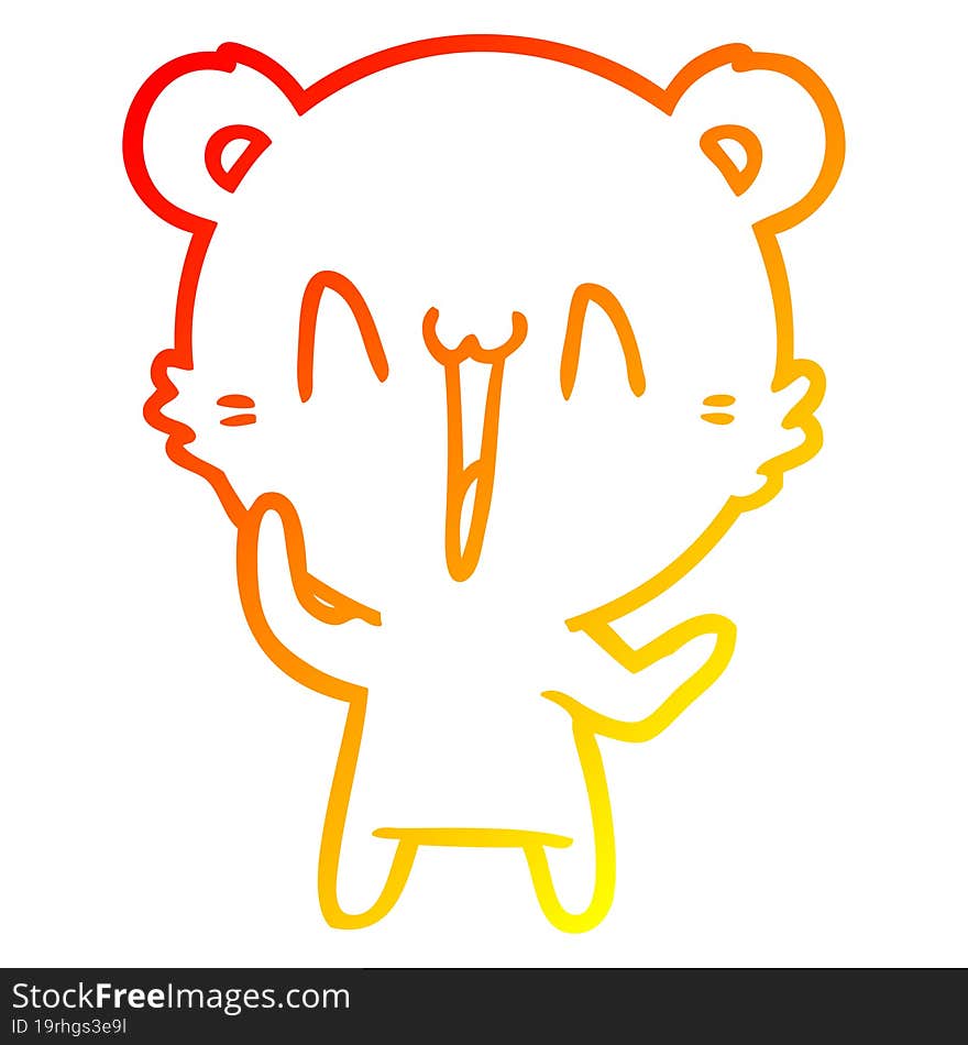 warm gradient line drawing laughing polar bear cartoon