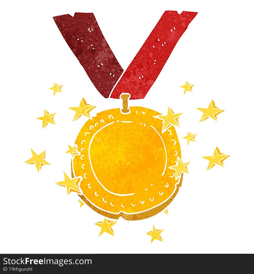 Retro Cartoon Sparkling Gold Medal