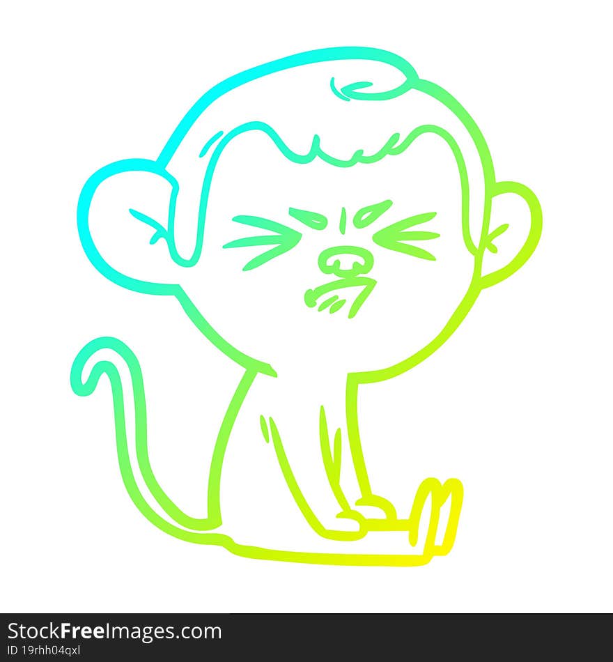 cold gradient line drawing cartoon angry monkey