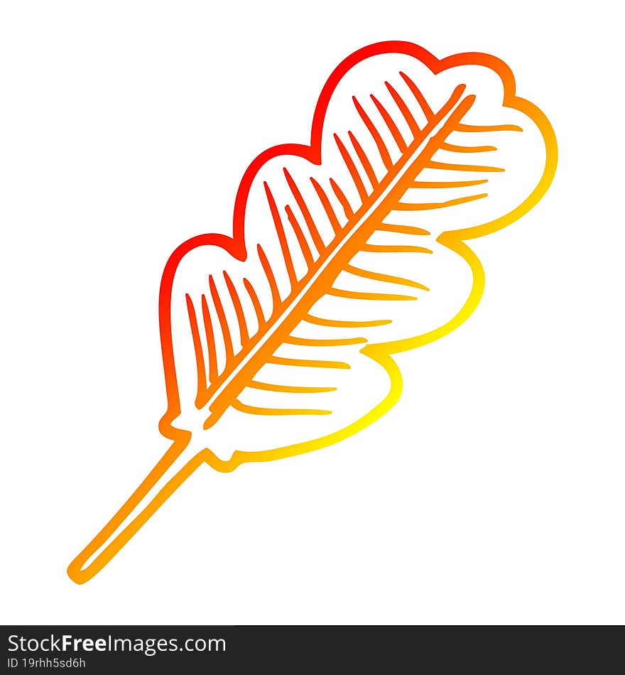 Warm Gradient Line Drawing Cartoon Fallen Leaf