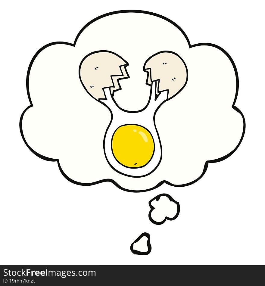 Cartoon Cracked Egg And Thought Bubble