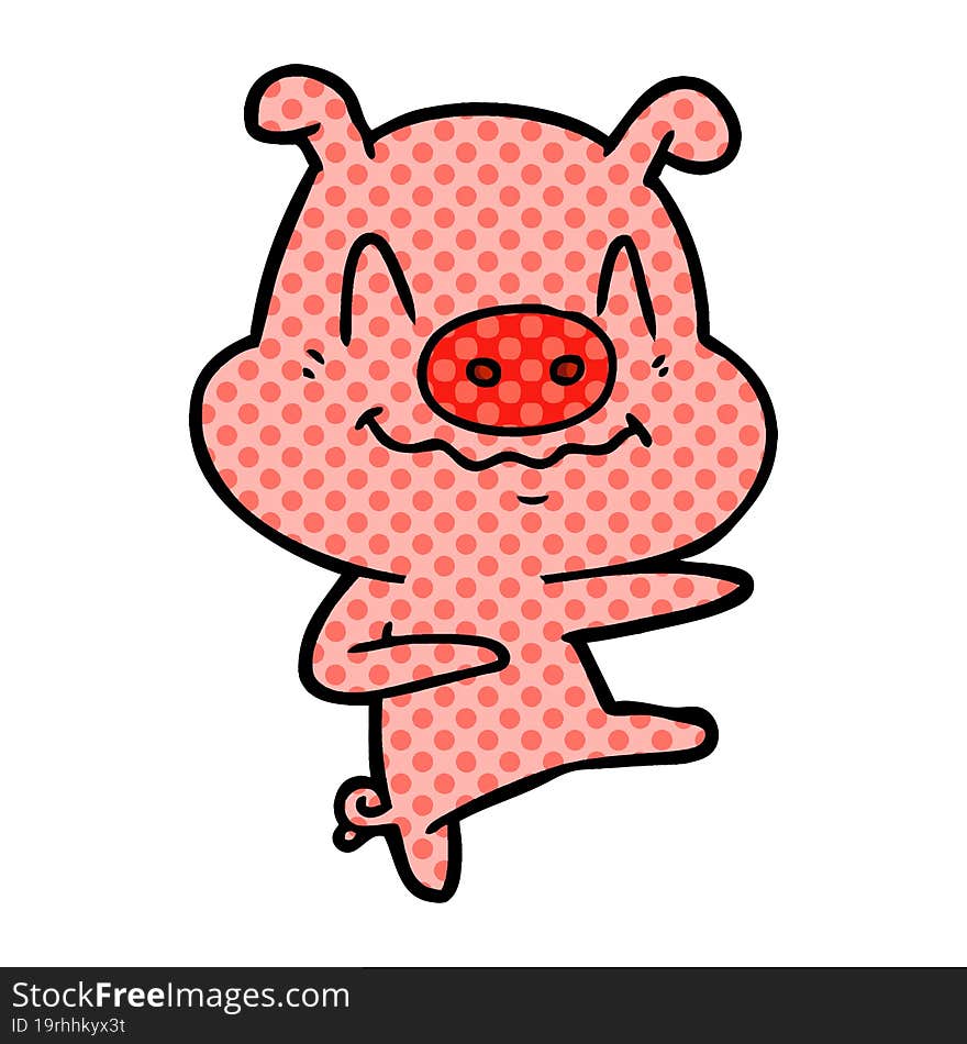 nervous cartoon pig dancing. nervous cartoon pig dancing