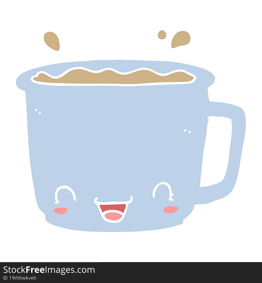 flat color style cartoon cup of coffee