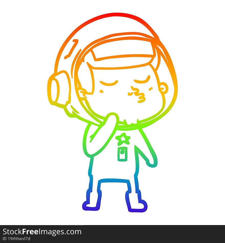 rainbow gradient line drawing cartoon confident astronaut