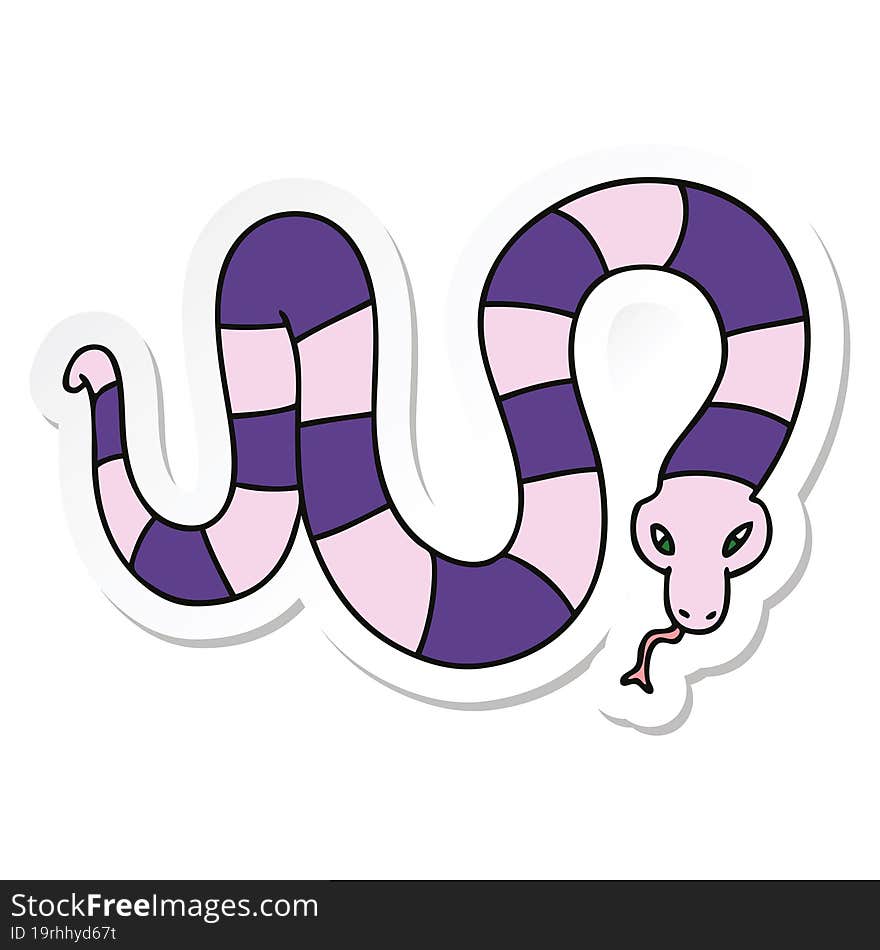 sticker of a quirky hand drawn cartoon snake