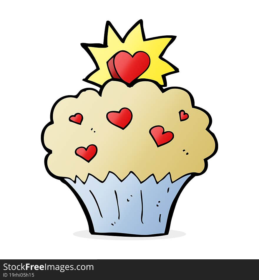 cartoon love heart cupcake