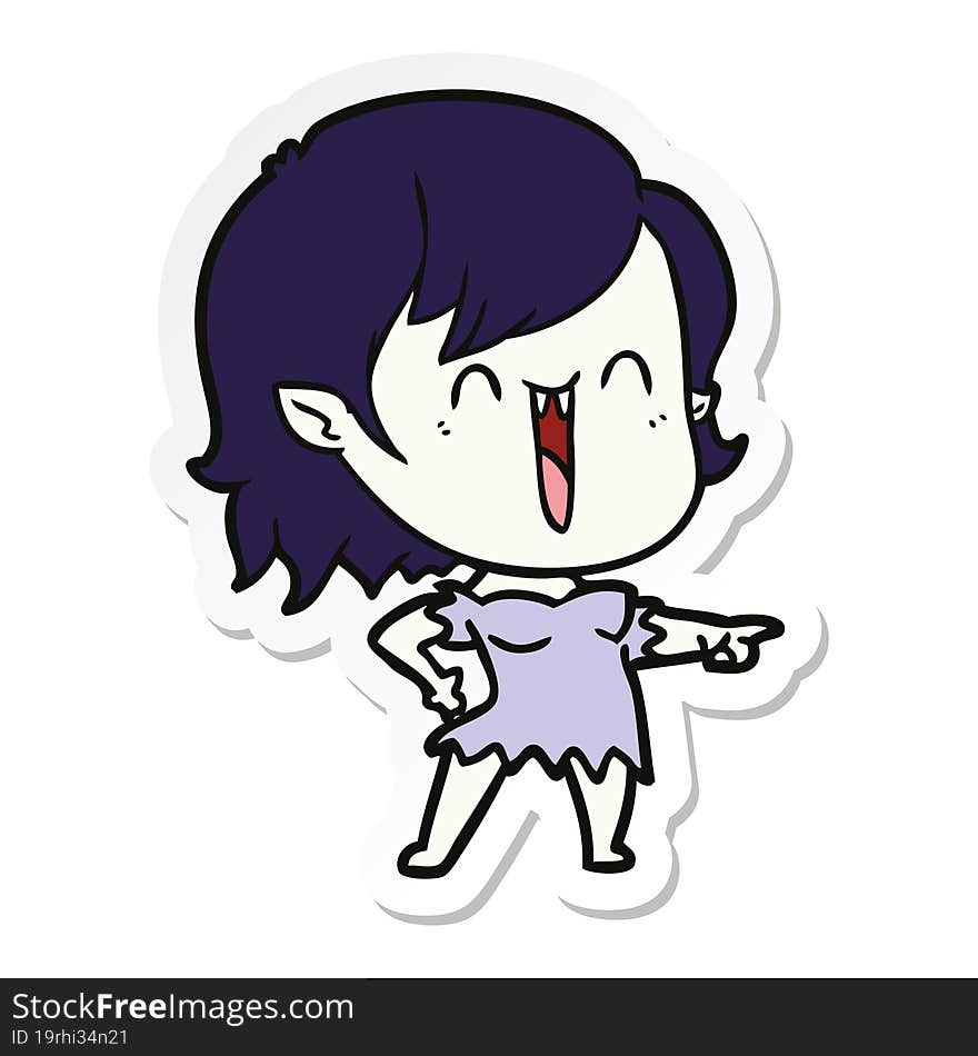 sticker of a cute cartoon happy vampire girl